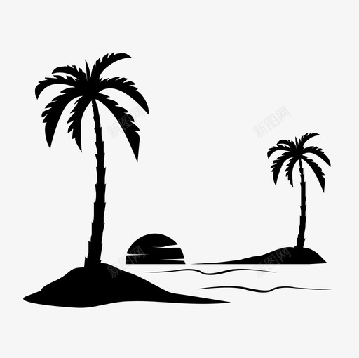 海滩椰树岛图标svg_新图网 https://ixintu.com 岛 日落 棕榈树 椰树 海滩