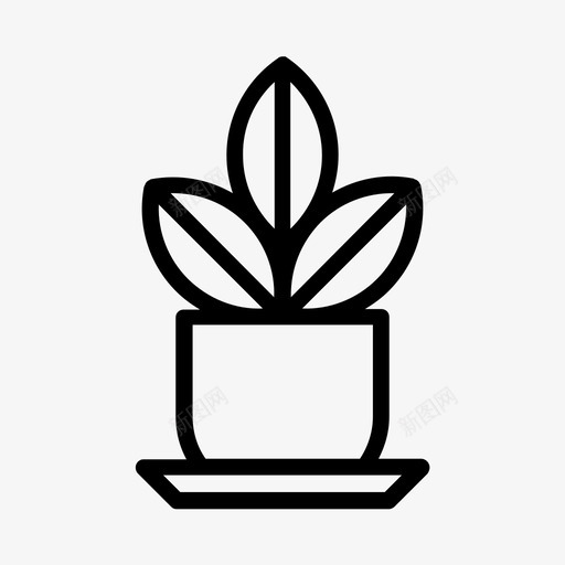 植物花盆家居装饰图标svg_新图网 https://ixintu.com 家居装饰 植物 花瓶 花盆