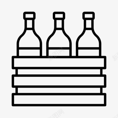 葡萄酒瓶子板条箱图标图标