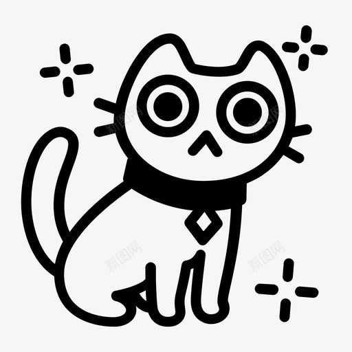 猫动物项圈图标svg_新图网 https://ixintu.com 动物 可爱 宠物 小猫 猫 项圈