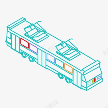 有轨电车自动等距图标图标