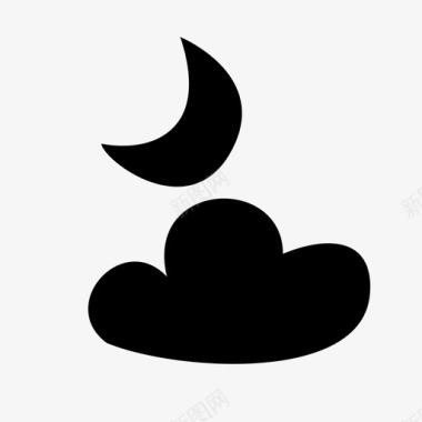 多云的夜晚晴朗月亮图标图标