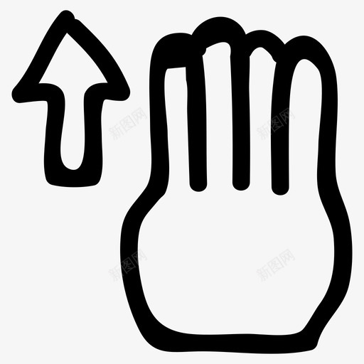 向上滑动箭头手指图标svg_新图网 https://ixintu.com 向上滑动 手势 手指 手绘手势 箭头 触摸