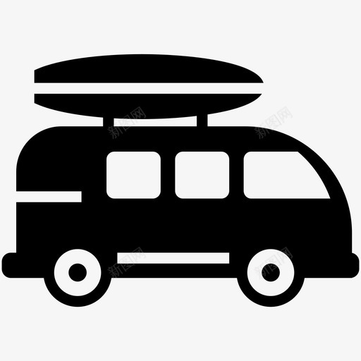 冲浪露营车冲浪板图标svg_新图网 https://ixintu.com 冲浪 冲浪板 夏天 旅行 旅行铭文 露营车
