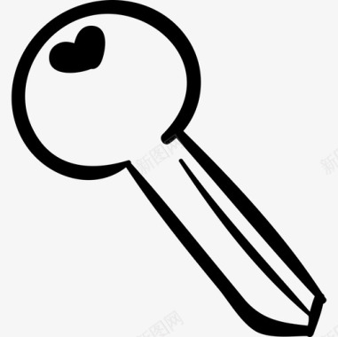 钥匙圣瓦伦丁轮廓黑色图标图标