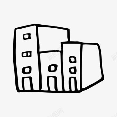 城市街区公寓大楼图标图标