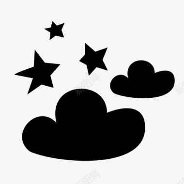 多云的夜晚天空星星图标图标