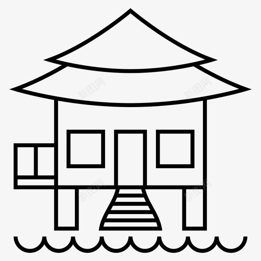 平房海滩房子图标svg_新图网 https://ixintu.com 平房 建筑 房子 旅游 海滩