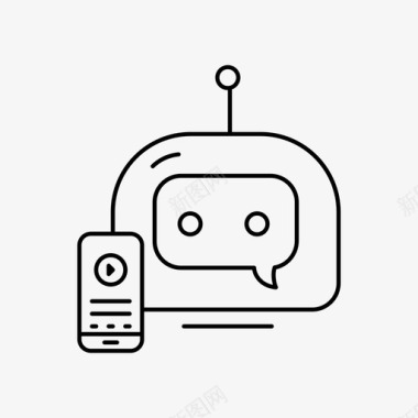 机器人和电话聊天机器人信使图标图标