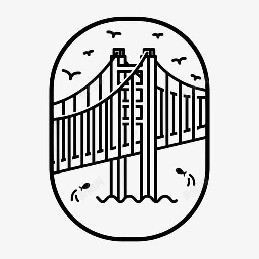 金门大桥飞机窗建筑图标svg_新图网 https://ixintu.com 加利福尼亚 建筑 旧金山 环球漫游 金门大桥 飞机窗
