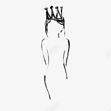 女王身体王冠图标图标