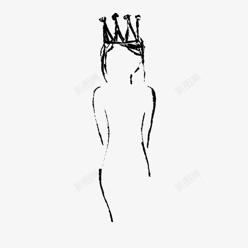 女王身体王冠图标svg_新图网 https://ixintu.com 人类 公主 女孩 女王 王冠 身体