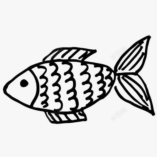 鱼动物手绘图标svg_新图网 https://ixintu.com 动物 我妻子的收藏 手绘 海洋 自然 鱼