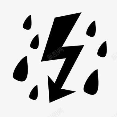 雷雨闪电雨图标图标