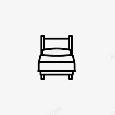 单人床卧室夜图标图标