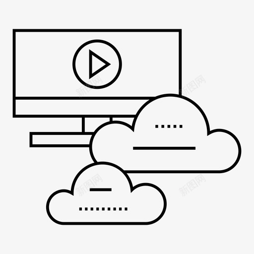 云云计算监视器图标svg_新图网 https://ixintu.com 云 云计算 播放 监视器 视频