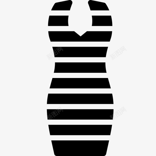 条纹紧身连衣裙服装合身图标svg_新图网 https://ixintu.com 合身 女式 女式服装 服装 条纹紧身连衣裙
