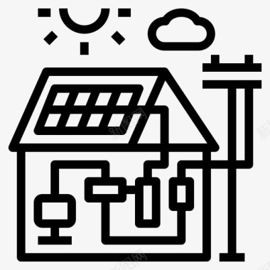 太阳能发电系统电力房屋图标图标