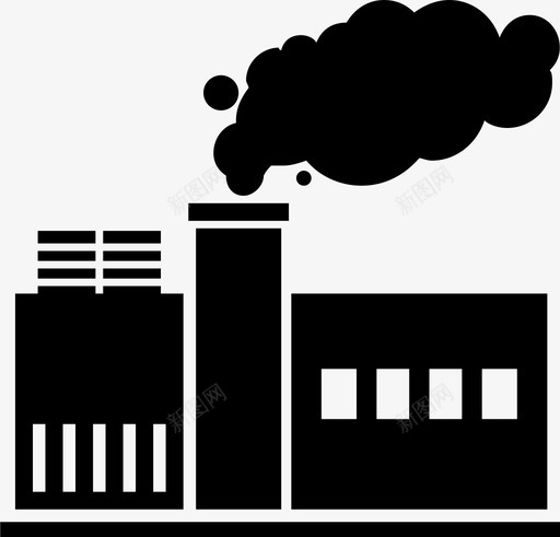 工厂建筑物污染图标svg_新图网 https://ixintu.com 工厂 建筑物 污染