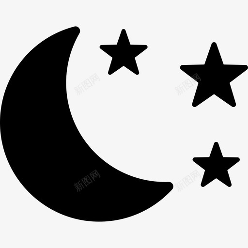 月亮和星星大自然四季图标svg_新图网 https://ixintu.com 四季 大自然 月亮和星星