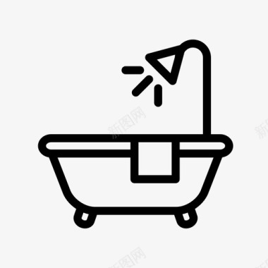 浴缸淋浴洗澡时间浴室图标图标