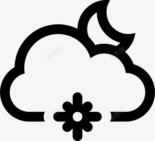 Cloud Snowflake Moonsvg_新图网 https://ixintu.com Cloud Snowflake Moon