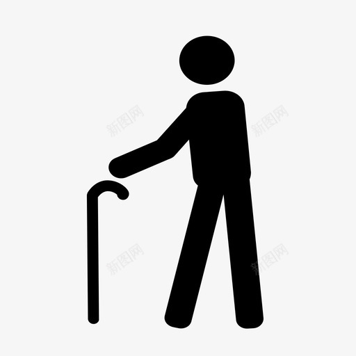 老人手杖优先座位图标svg_新图网 https://ixintu.com 优先座位 手杖 老人