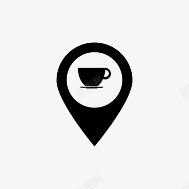 别针咖啡馆地图针图标图标