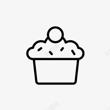 纸杯蛋糕面包樱桃图标图标