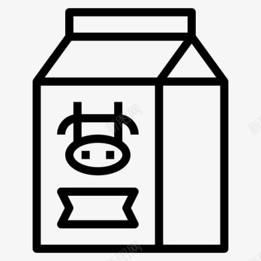 有机牛奶盒子奶牛图标图标