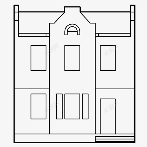 城镇住宅住宅联排住宅图标svg_新图网 https://ixintu.com 住宅 城镇住宅 简易建筑 联排住宅