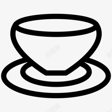 一杯咖啡茶轮廓杯和玻璃杯图标图标