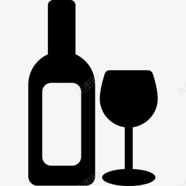 酒杯和酒瓶食物四季图标图标