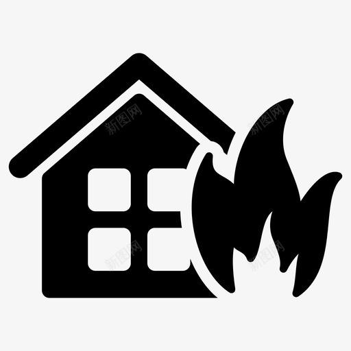 燃烧的房屋建筑物房地产5图标svg_新图网 https://ixintu.com 建筑物 房地产5 燃烧的房屋