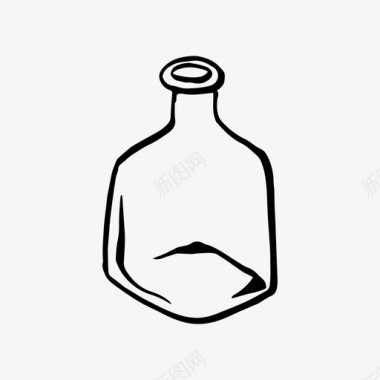 手绘立方瓶容器手绘图标图标