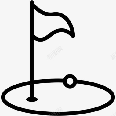 高尔夫旗帜游戏运动图标图标