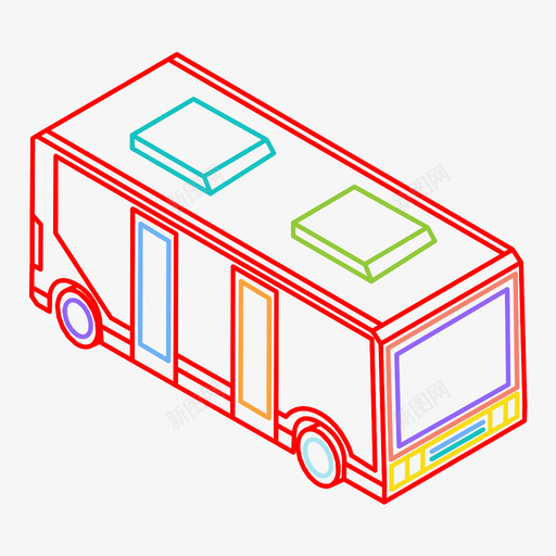 公共汽车汽车等距图标svg_新图网 https://ixintu.com 交通 公共 公共汽车 汽车 等距