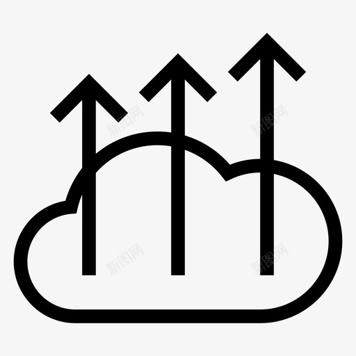 云上传箭头存储图标svg_新图网 https://ixintu.com 云上传 存储 技术 数据分析和数据存储线图标 箭头