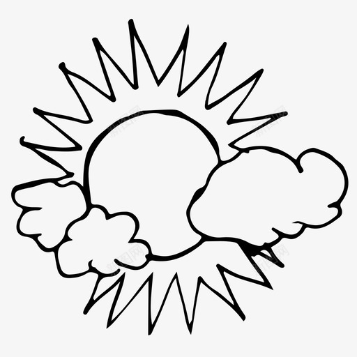 部分多云部分阳光手绘图标svg_新图网 https://ixintu.com 手绘 部分多云 部分阳光