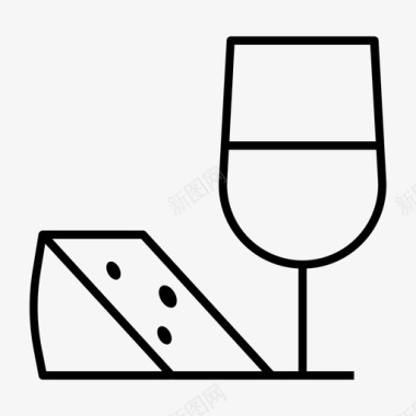葡萄酒和奶酪饮料食物图标图标