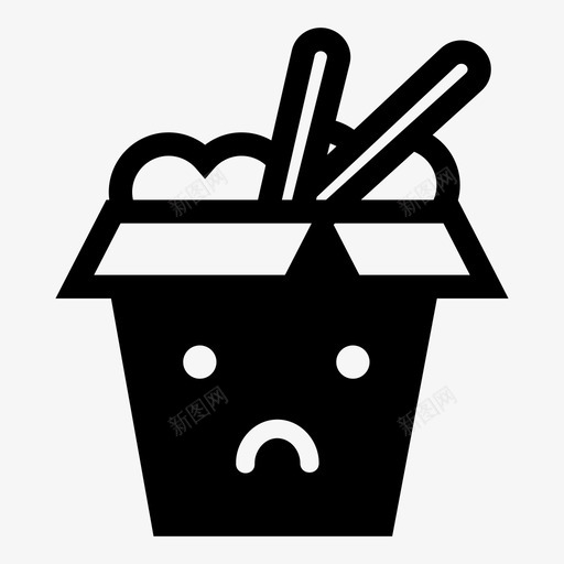 伤心的中国外卖盒子筷子图标svg_新图网 https://ixintu.com 不开心 伤心的中国外卖 盒子 筷子 面条 食物