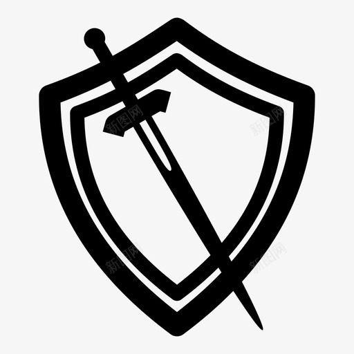 剑与盾中世纪保护图标svg_新图网 https://ixintu.com 中世纪 保护 剑与盾 武器