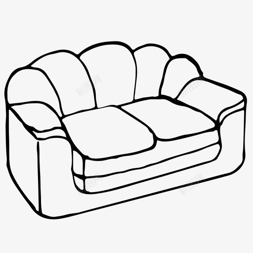 沙发软垫家具手绘图标svg_新图网 https://ixintu.com 手绘 沙发 素描 软垫家具
