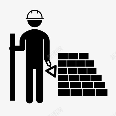 建筑工人建筑工程图标图标