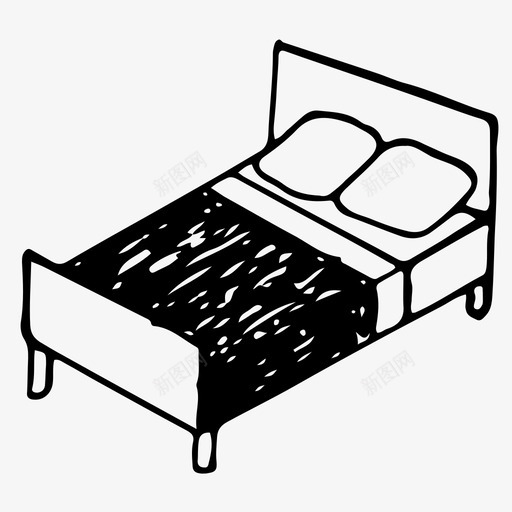 床卧室室内图标svg_新图网 https://ixintu.com 卧室 室内 床 手绘 睡眠 素描