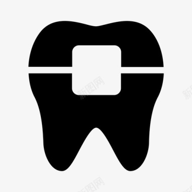 带牙套的牙齿牙齿正畸学图标图标