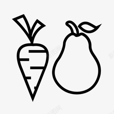 胡萝卜和梨水果健康食品图标图标
