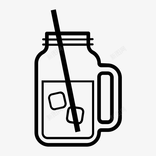 梅森罐饮料容器玻璃图标svg_新图网 https://ixintu.com 吸管 容器 梅森罐饮料 玻璃