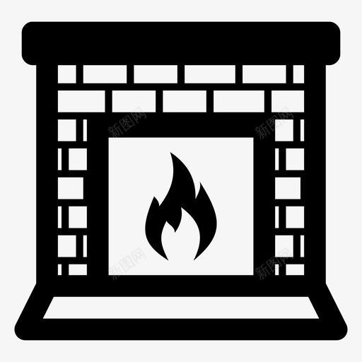 壁炉烟囱暖房图标svg_新图网 https://ixintu.com 冬天的火 圣诞老人 壁炉 暖房 烟囱