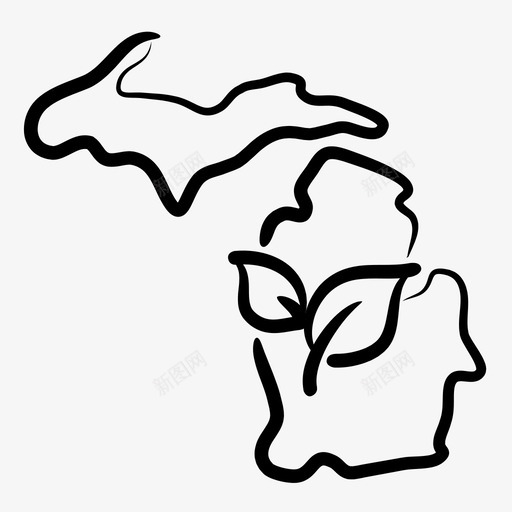 密歇根州叶地图图标svg_新图网 https://ixintu.com 叶 地图 密歇根州 州 美国 美国各州地图